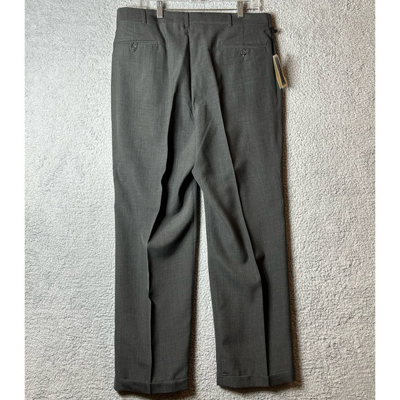 Haggar Black Label Wool Pants Men 36x30 Gray Wrinkle-Free Cuffed Career Work NEW - Picture 2 of 11
